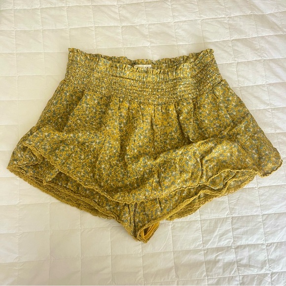 Green Floral Mini Skirt